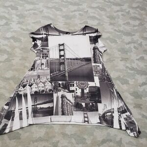 Vintage Big Bang Dress Womens Small Gray Short Sleeve San Francisco Y2k